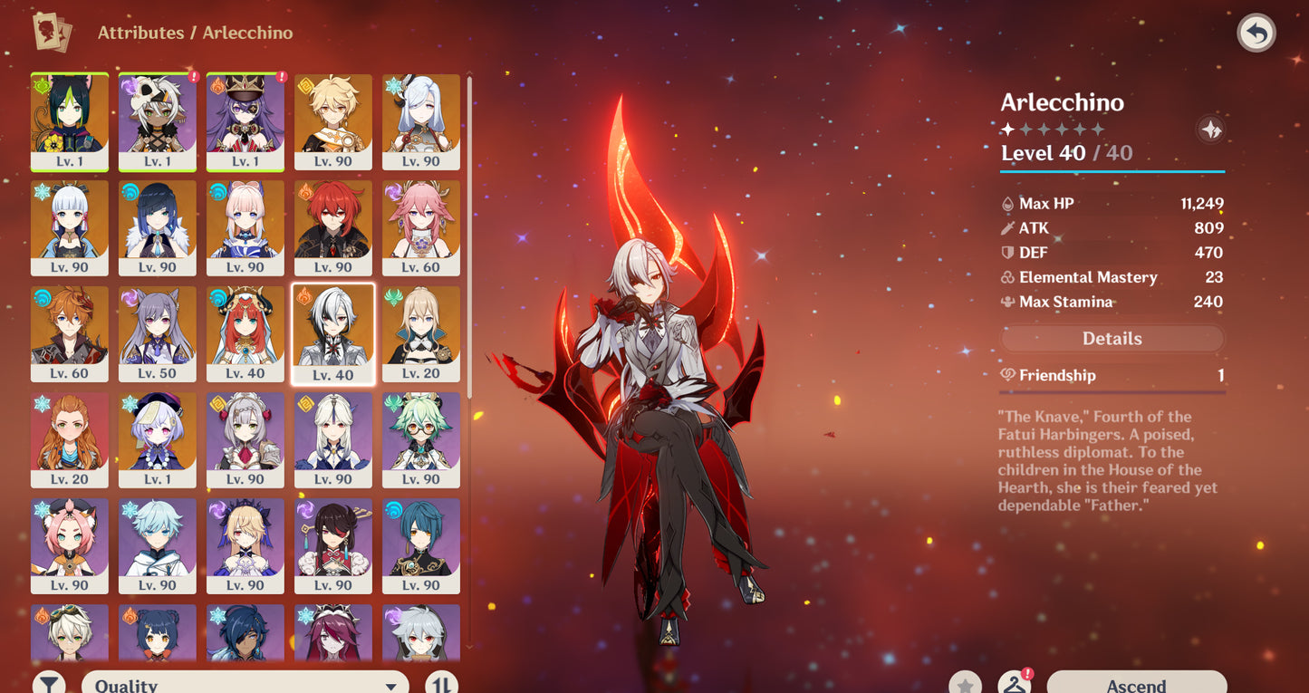 [AR 59/TL70] ⭐️ Blade + Jingliu + Acheron + Silver Wolf + Dr Ratio + Gepard + Bailu + Bronya + Clara + Yanqing + Himeko + &nbsp;Shenhe + Ayaka + Yelan + Kokomi + Yae Miko + Tartaglia + Nilou + Arlecchino + Tighnari + Diluc + Keqing + Jean + Aloy + QIqi
