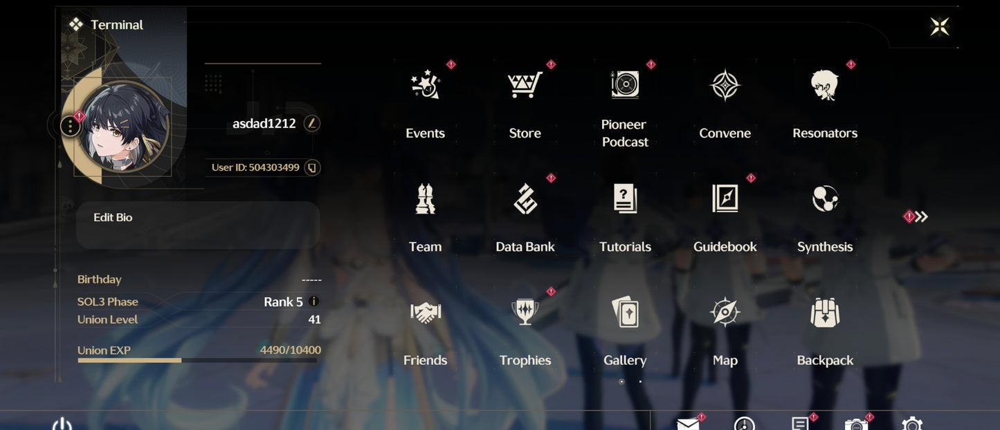 Nivel 41 | 💎8433 Astritas + 7 Deseos💎 + Iuno + Arma + Ciaccona + Arma + Qiuyan + Arma + Zani + Arma | Cuenta Reroll Wuthering Waves