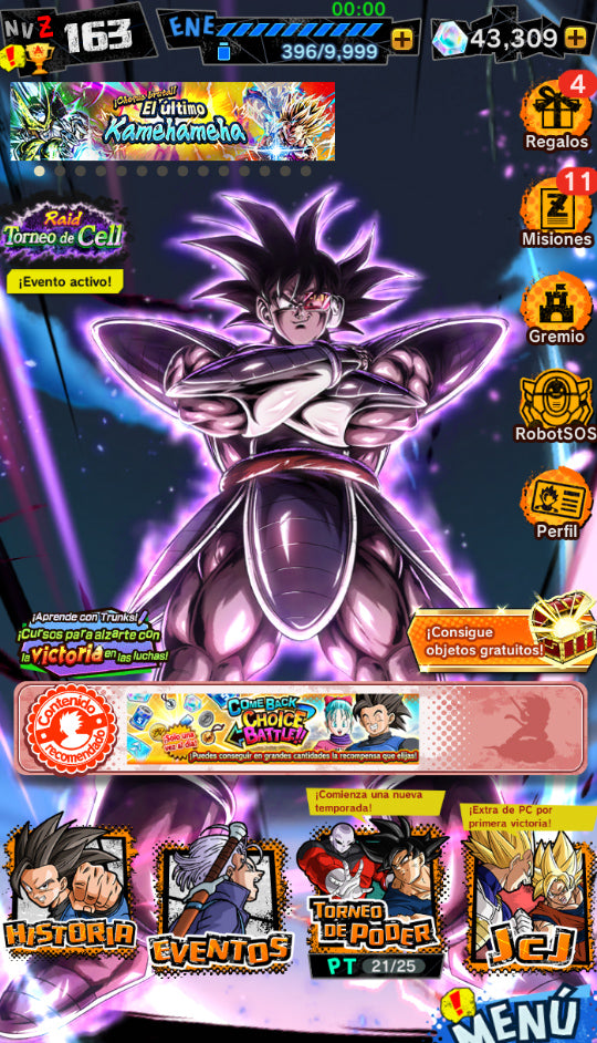 [Solo Android] ⭐️Turles (UL) + Cell Perfecto (UL) + SS Rosé Goku Black⭐️ + 💎43,309 Cronocristales💎 + 9 LL