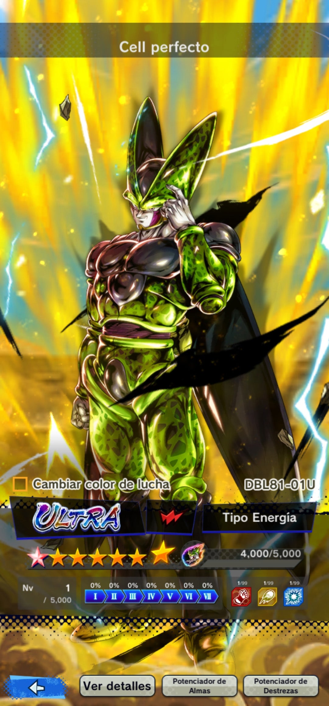 [Solo Android] ⭐️ CELL PERFECTO + 1 ESTRELLA ROJA (UL)⭐️ + 💎70,370 Cronocristales💎 + 6+ LL