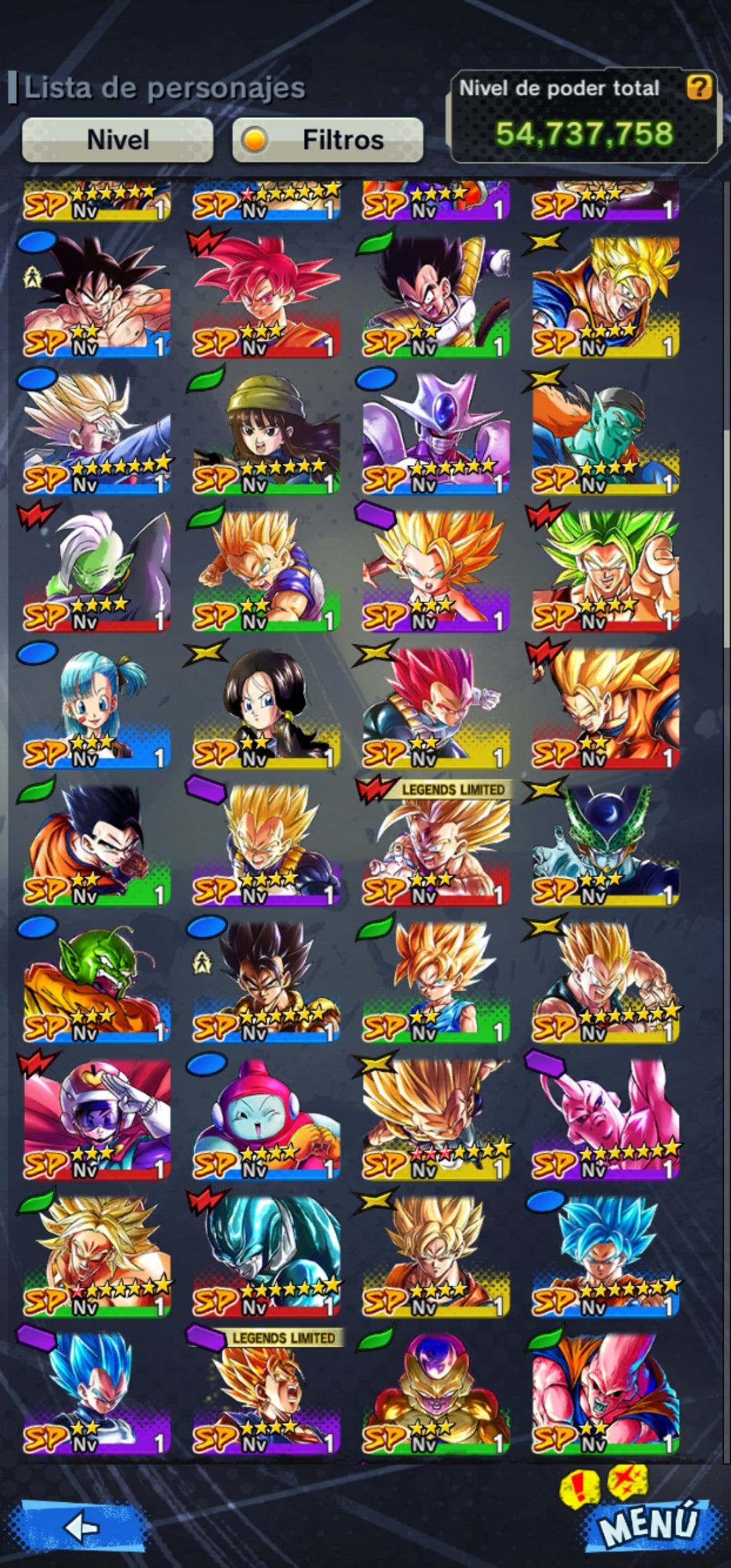 [ANDROID / IPHONE] ⭐️6 ULTRAS ⭐️Super Saiyan GOD SS Vegetto + Super Vegetto + Majin Vegeta + Pre Ultrainstinto Goku + Golden Freezer + Majin Buu puro 3 estrellas rojas +  23 LEGENDS LIMITED⭐️