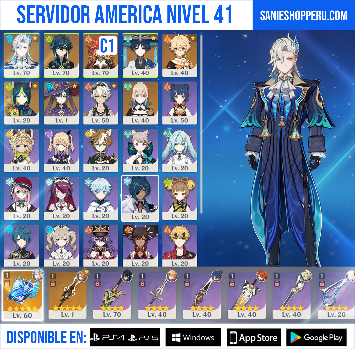 [Nivel 41] ✨Mavuika C1 + Neuvilette + Kinich + Wanderer + Tighnari + Mona + Jean
