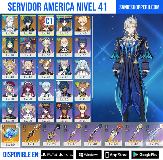 [Nivel 41] ✨Mavuika C1 + Neuvilette + Kinich + Wanderer + Tighnari + Mona + Jean
