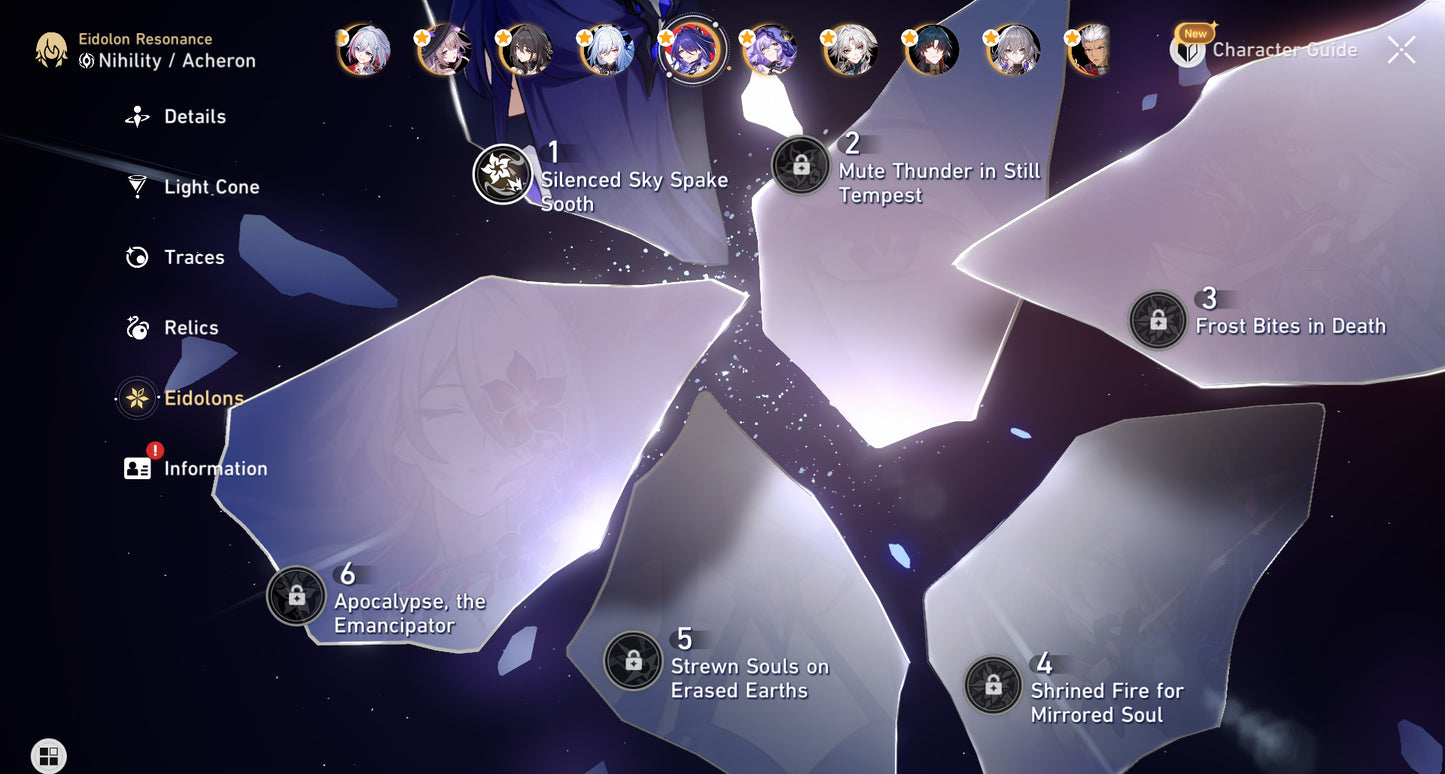 [TL 70] ✨Castorice + Anaxa + Cerydra + Tribbie + Firefly + Jiaoqiu + Topaz + The Herta + Ruan Mei E1 + Jingliu + Acheron E1 + Black Swan + Feixiao + Blade + Archer + Dr Ratio + Aventurine + Fu Xuan + Bronya E5 + Clara + Welt + Himeko