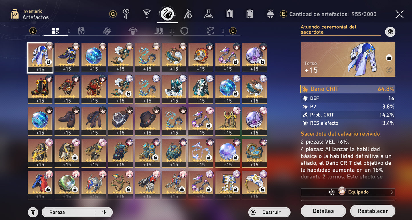 NA[Lvl 70 + Cumpleaños Libre] Yao Guang E1 + Cono , Mortenax Blade + Cono , Hyacine + Cono , Castorice + Cono , Larganoche E1 + Cono , Hysilens E1 + Cono , Cisne Negro + Cono , Ruan Mei + Archer + Huohuo + Kafka + Dan Heng Permansor Terrae + Gilgamesh +