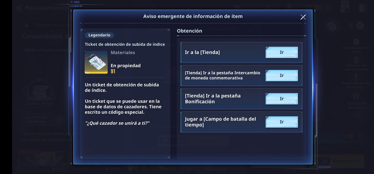[Global] Nivel 72| +120,200 Piedras esenciales 💎+ 91 Tickets especiales , +760 Tickets personalizados |Cha Hae-In (Nueva) , Woo Jinchul + Arma exclusiva , Go Gunhee |Solo Leveling:ARISE Cuenta inicial reroll