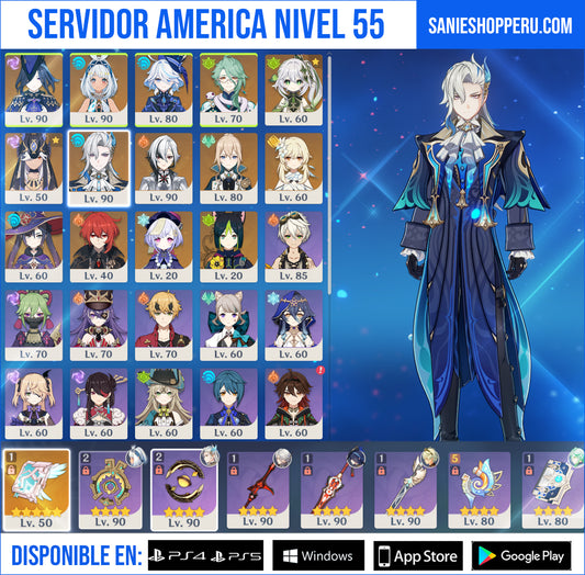 [AR 55] ⭐️Clorinde + Mualani + Furina + Baizhu + Nahida + Cyno + Neuvillette + Arlecchino + Qiqi C2 + Jean + Mona + Diluc + Tighnari + Skyward Atlas