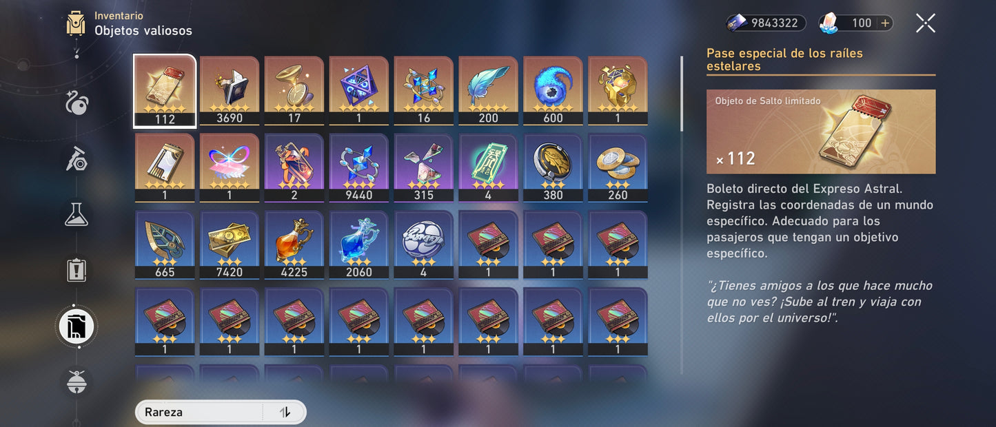 [TL 50] ⭐️ 112 Deseos⭐️ Cyrene + Hyacine E1+ Castorice + Cono + Tribbie + Dan Heng (Permansor Terrae) + Archer + Gepard E1 + Bronya E2 — Cuenta Reroll Honkai: Star Rail