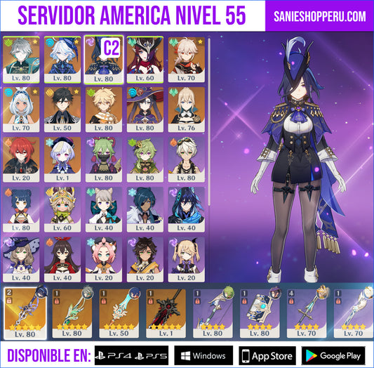 [AR 55] ⭐️Clorinde R2 &nbsp;+ Alhaitham + Furina + Chasca + Kazuha + Mualani + Zhong Li + Qiqi C1 + Mona + Jean + Diluc&nbsp;