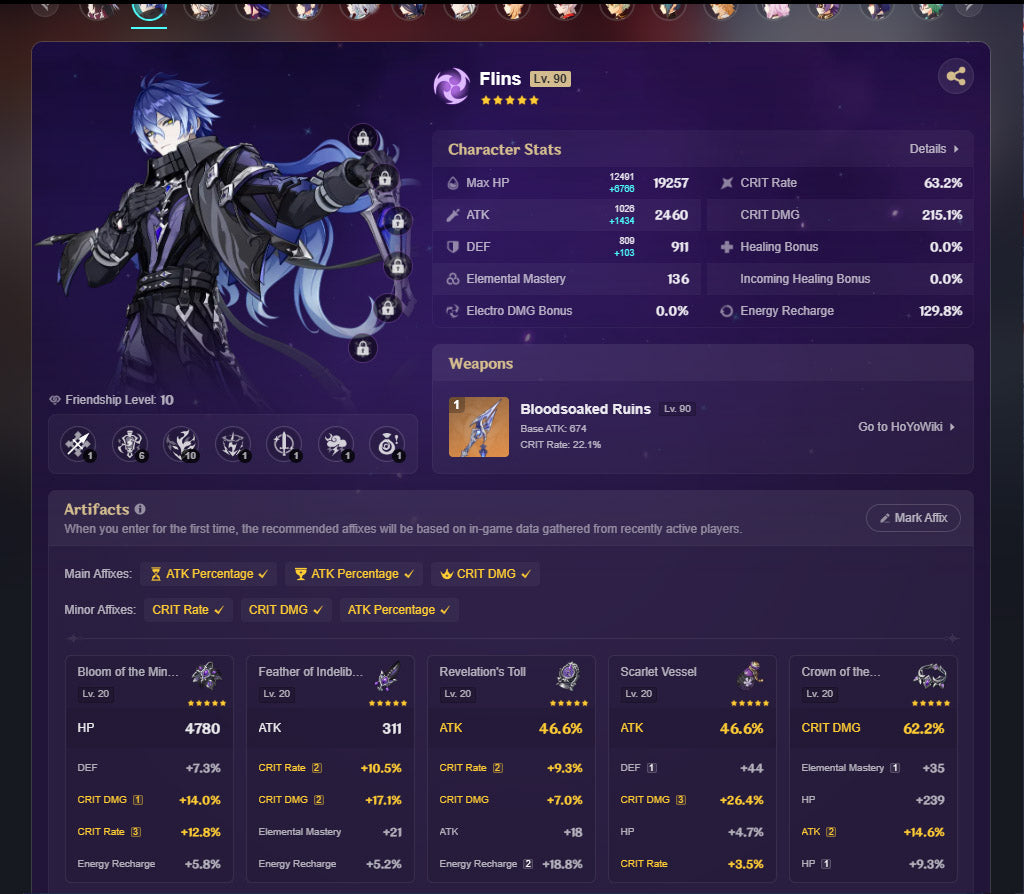 NA AR57| Zibai + Columbina + Flins +Bloodsoaked Ruins , Skirk + Arlecchino + Neuvillette + Yoimiya C1 + Kazuha + Clorinde + Yelan + Raiden Shogun + Ayaka C1 + Klee + Diluc C1 + Tighnari + Keqing + Qiqi + Mizuki + Dehya + Jean