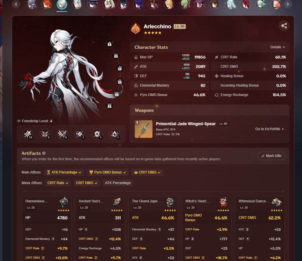 NA AR59| Vesna Hu Tao C2, Mavuika Lauma Arlecchino Neuvillette Zhongli Nahida C1, Varesa Yelan Raiden Shogun Wanderer Chiori Mizuki C1, Dehya Qiqi C2, Diluc Keqing C1