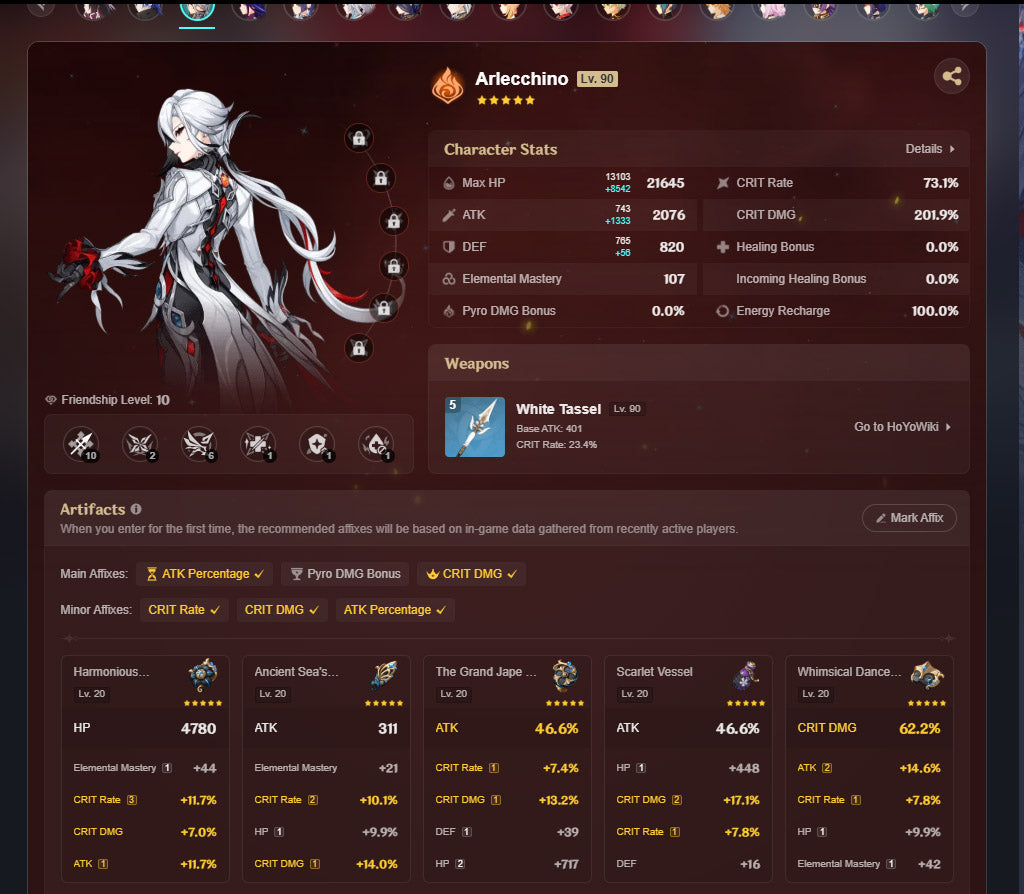 NA AR57| Zibai + Columbina + Flins +Bloodsoaked Ruins , Skirk + Arlecchino + Neuvillette + Yoimiya C1 + Kazuha + Clorinde + Yelan + Raiden Shogun + Ayaka C1 + Klee + Diluc C1 + Tighnari + Keqing + Qiqi + Mizuki + Dehya + Jean