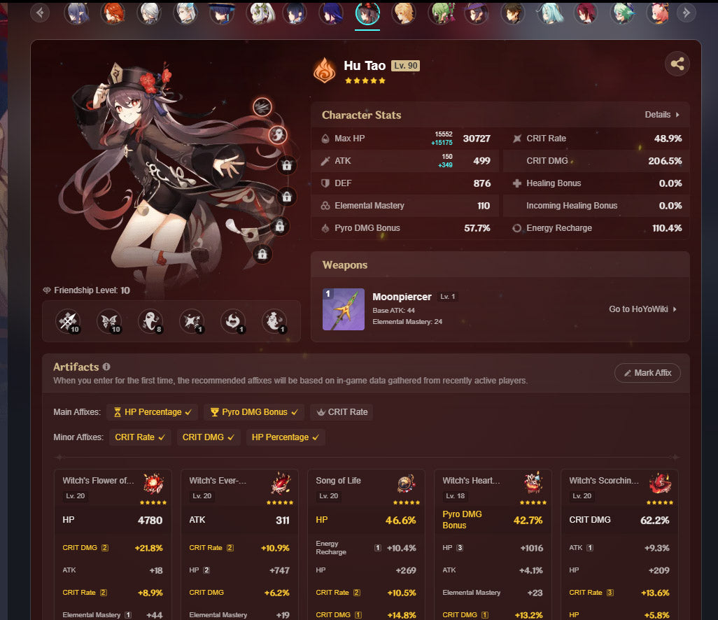 NA AR59| Vesna Hu Tao C2, Mavuika Lauma Arlecchino Neuvillette Zhongli Nahida C1, Varesa Yelan Raiden Shogun Wanderer Chiori Mizuki C1, Dehya Qiqi C2, Diluc Keqing C1