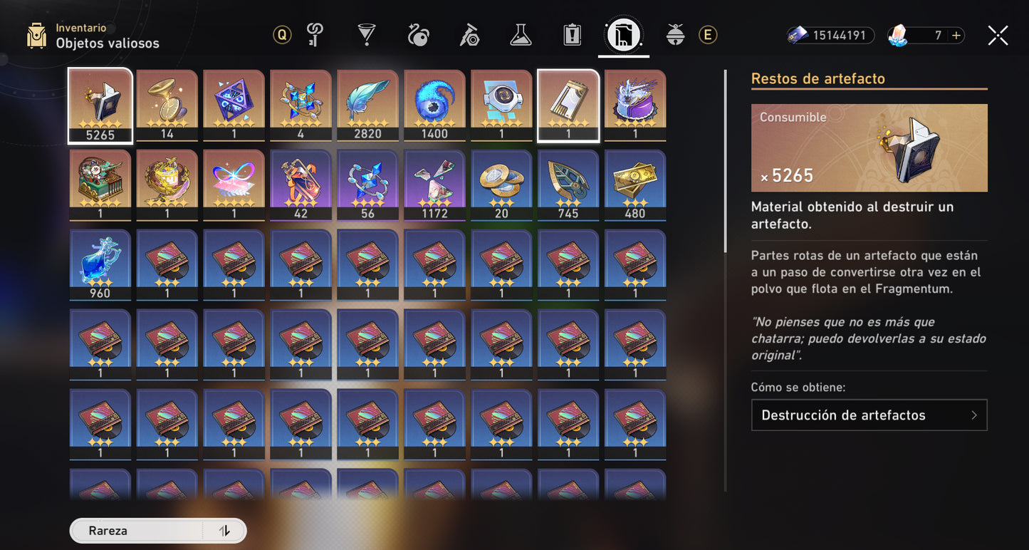 Lvl70 NA Fainón + Cono + Castorice + Cono , Yao Guang + La Dalia + Rappa + Sunday + Robin E1 + Cono + Sra. Herta + Sparkle + Dr. Ratio + Aventurino E1 + Ruan Mei + Lingsha + Cono , Jiaoqiu + Huohuo + Archer + Saber + Gilgamesh + Kafka + Topaz + Larganoche