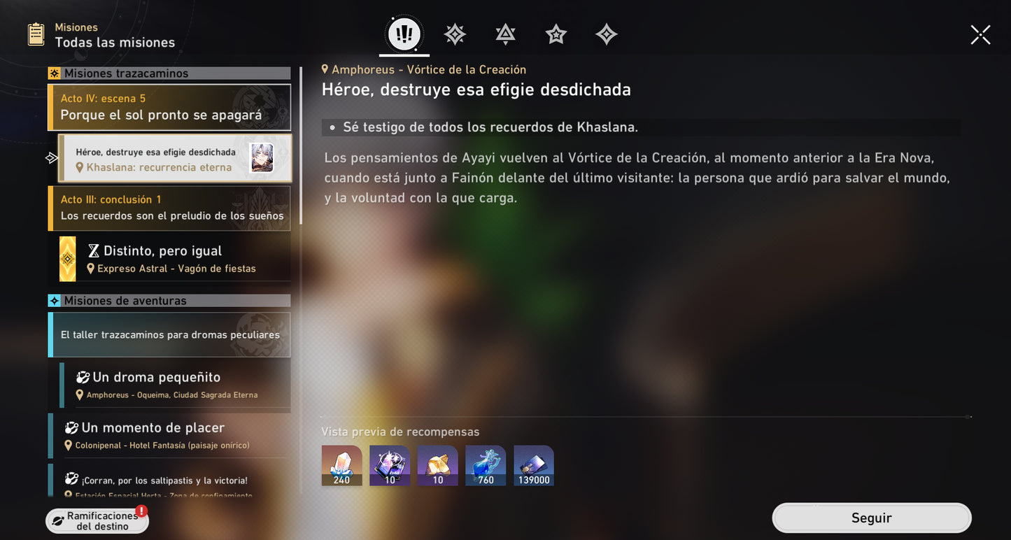Lvl70 NA Fainón + Cono + Castorice + Cono , Yao Guang + La Dalia + Rappa + Sunday + Robin E1 + Cono + Sra. Herta + Sparkle + Dr. Ratio + Aventurino E1 + Ruan Mei + Lingsha + Cono , Jiaoqiu + Huohuo + Archer + Saber + Gilgamesh + Kafka + Topaz + Larganoche