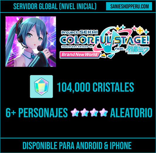 [SERVIDOR GLOBAL NIVEL INICIAL] 104,000💎| 6 Personajes 4⭐️ (ALEATORIO) | Cuenta Reroll Project SEKAI: Colorful Stage