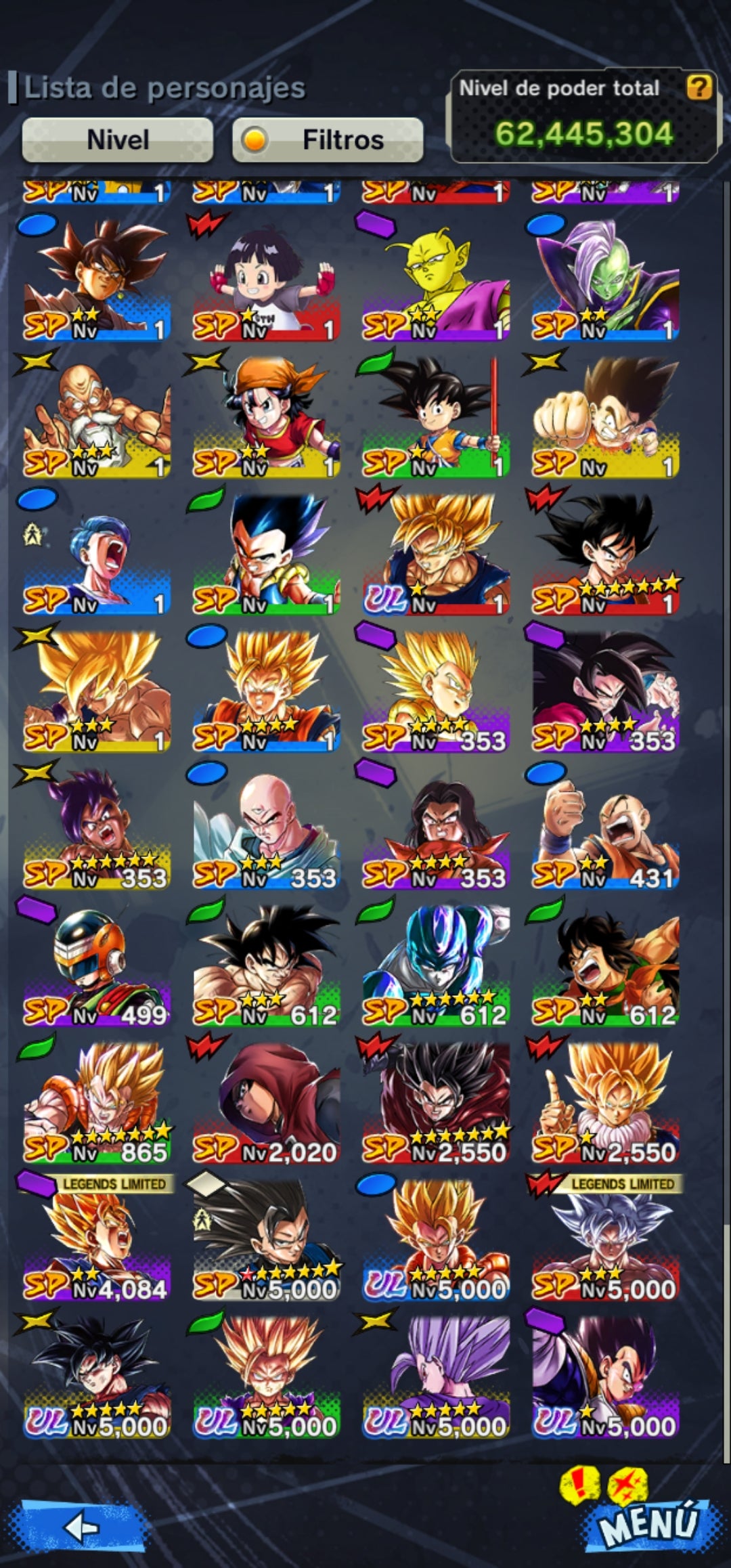 [ANDROID] ⭐️4 ULTRAS ⭐️BESTIA GOHAN ULTRA + PRE ULTRAINSTINTO GOKU ULTRA + SSJ2 GOHAN ULTRA + SÚPER GOGETA ULTRA(PLATINO) + 60,815 CRONOCRISTALES + 14 LEGENDS LIMITED