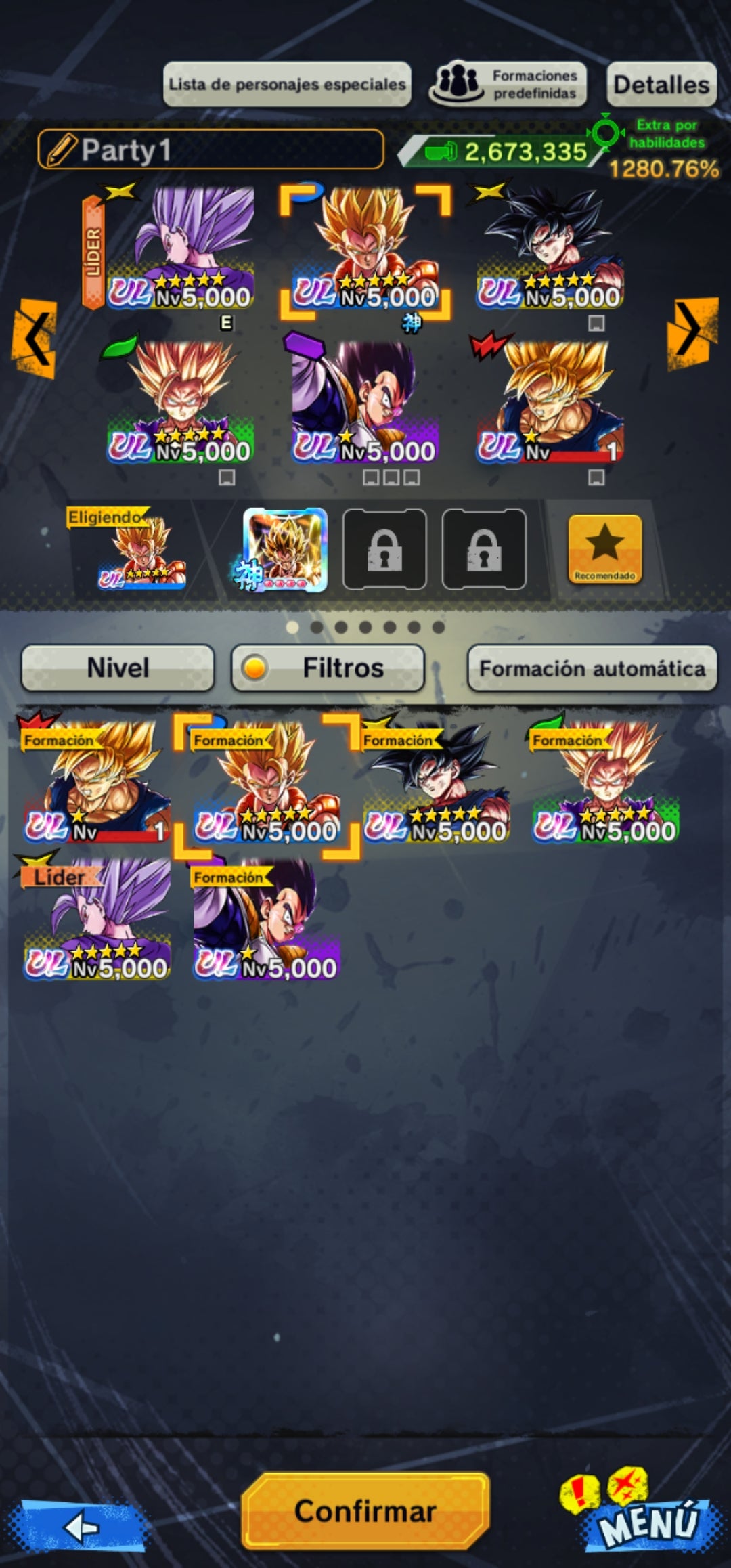 [ANDROID] ⭐️4 ULTRAS ⭐️BESTIA GOHAN ULTRA + PRE ULTRAINSTINTO GOKU ULTRA + SSJ2 GOHAN ULTRA + SÚPER GOGETA ULTRA(PLATINO) + 60,815 CRONOCRISTALES + 14 LEGENDS LIMITED