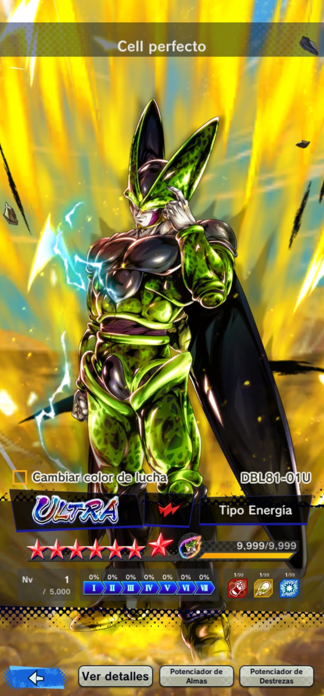 [Solo Android] ⭐️Cell Perfecto ULTRA 7 estrellas rojas⭐️ + 💎20,636 Cronocristales