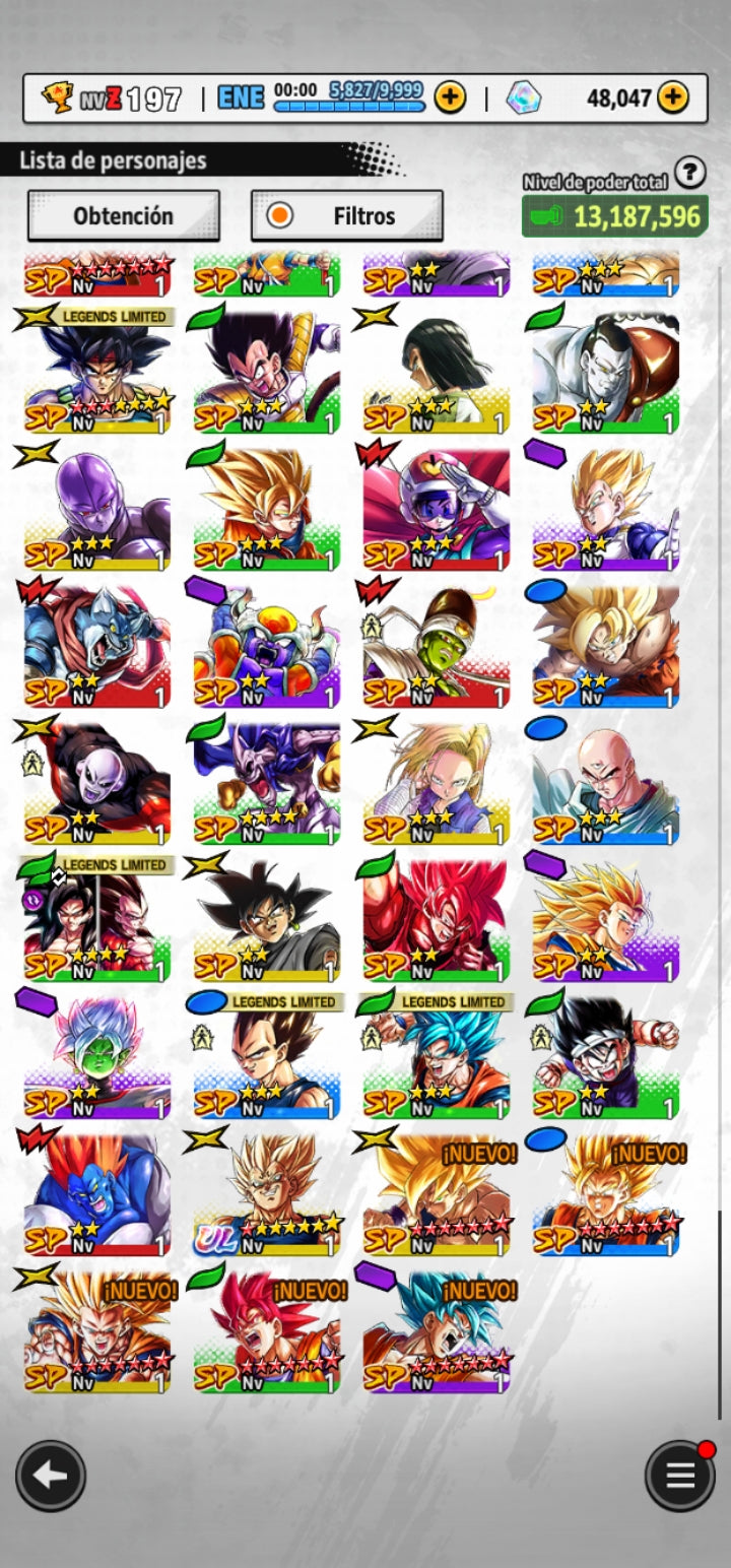 [Android] ⭐️ 48,000 Cronocristales 💎, Majin VEGETA 1 ESTRELLA ROJA + 12 Legends Limited  | DRAGON BALL LEGENDS cuenta reroll
