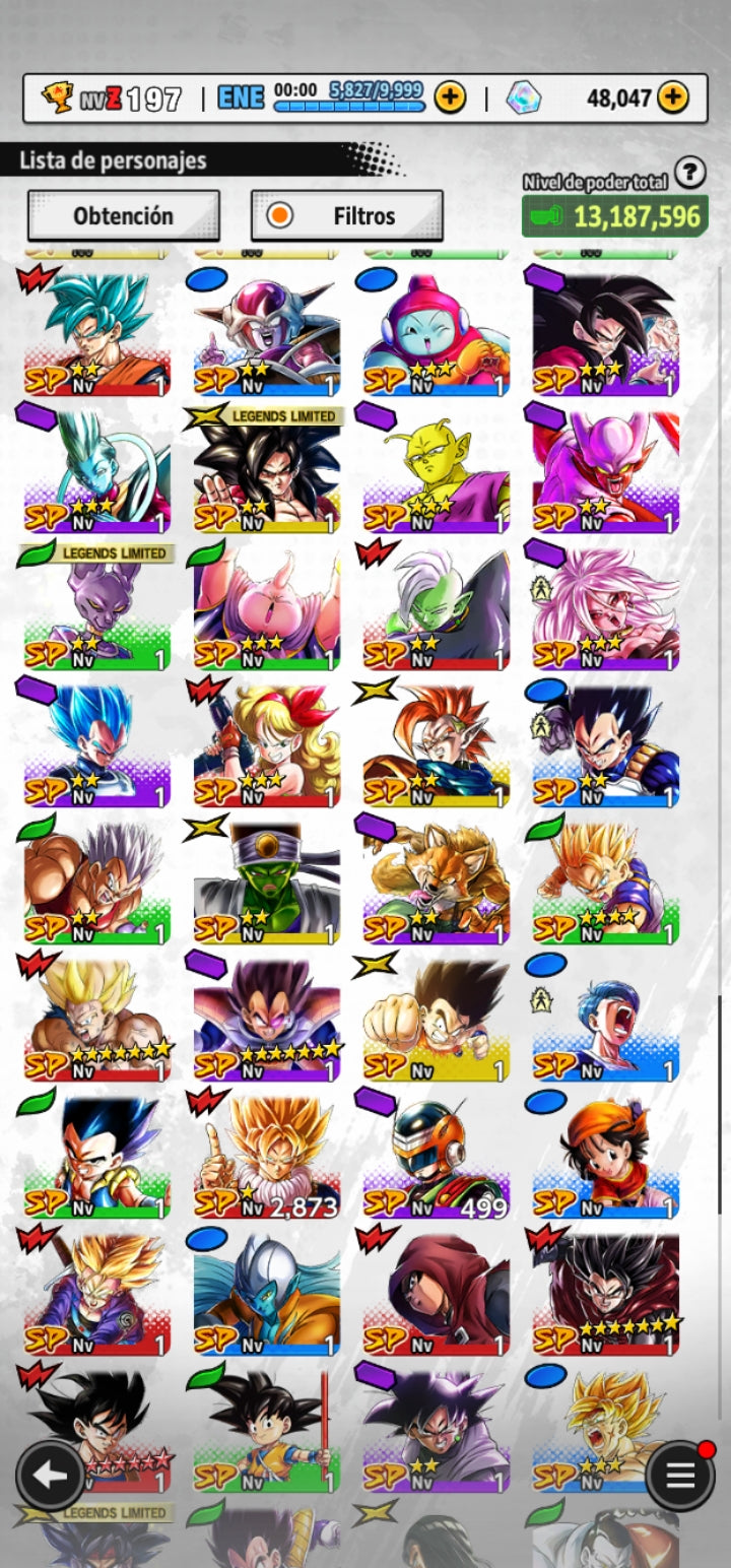[Android] ⭐️ 48,000 Cronocristales 💎, Majin VEGETA 1 ESTRELLA ROJA + 12 Legends Limited  | DRAGON BALL LEGENDS cuenta reroll