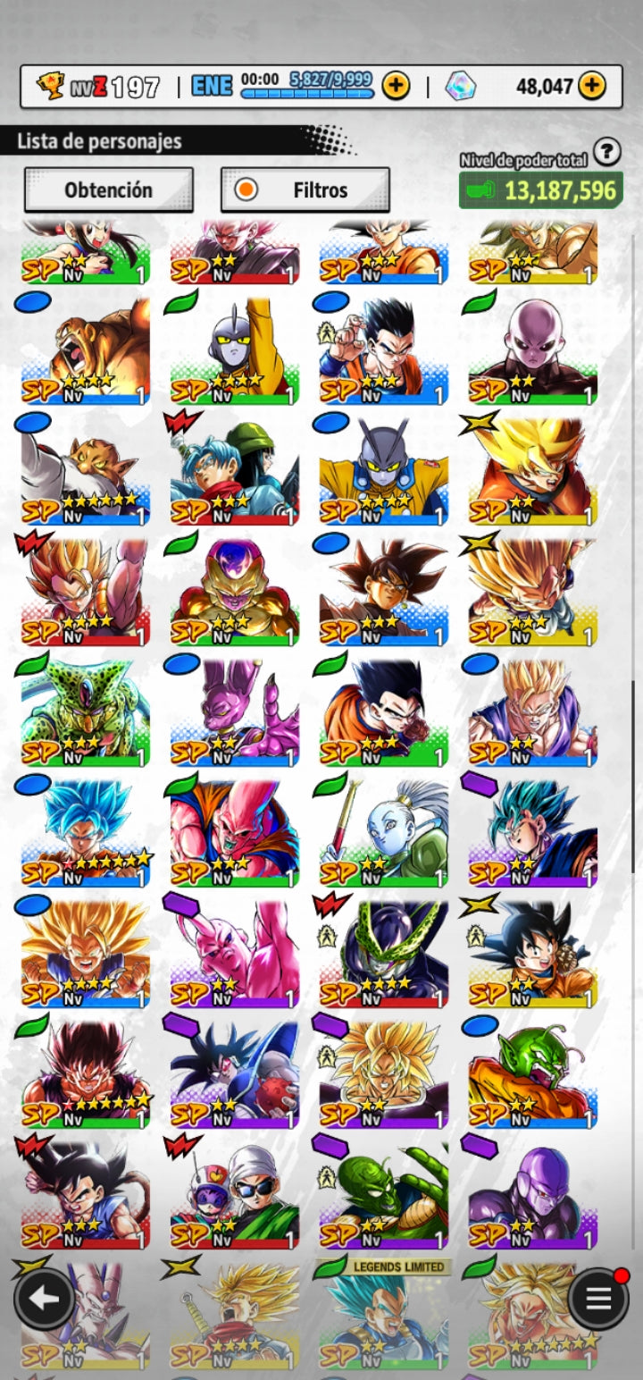 [Android] ⭐️ 48,000 Cronocristales 💎, Majin VEGETA 1 ESTRELLA ROJA + 12 Legends Limited  | DRAGON BALL LEGENDS cuenta reroll