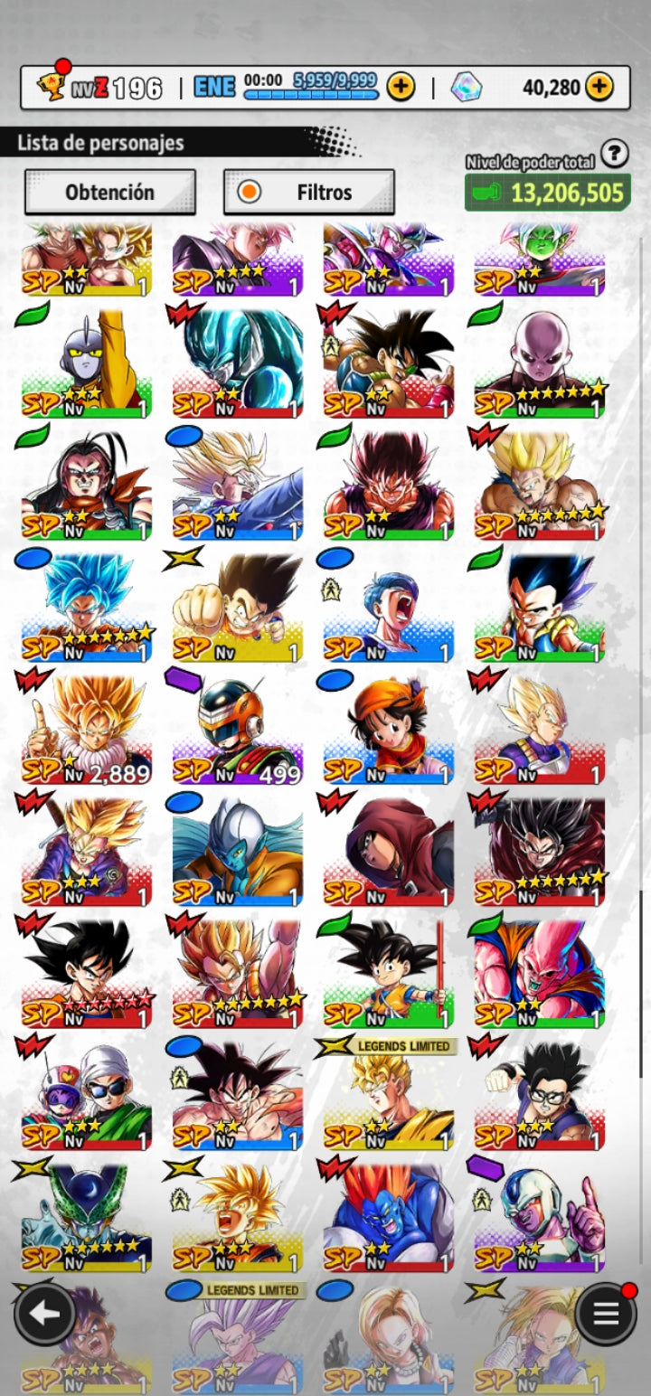 [Android] ⭐️ 40,000 Cronocristales 💎, Majin VEGETA [ULTRA], Supersaiyajin dios SS Vegetto [ULTRA], Supersaiyajin 2 Gohan chico [ULTRA],  Supersaiyajin dios SS Gogeta [ULTRA]+ 15 Legends Limited  | DRAGON BALL LEGENDS cuenta reroll