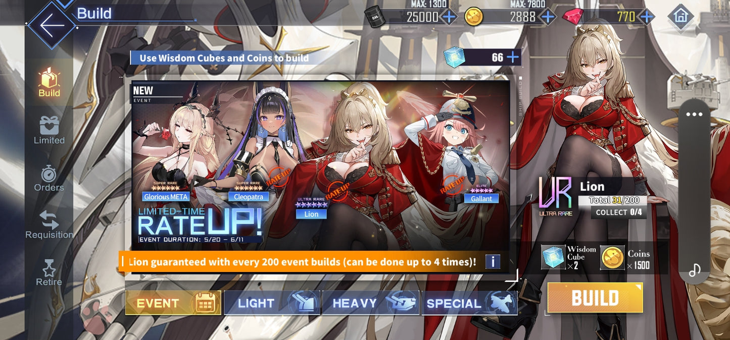 [Global] 770 Diamantes 💎 + 68 Wisdom Cubes ⭐, Lion + Skin The Reclining Dandelion⭐| Azur Lane Cuenta inicial reroll