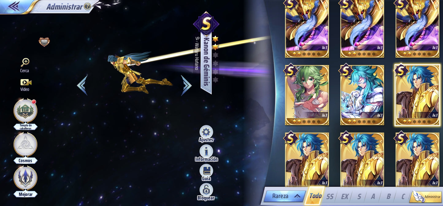 Saint Seiya Awakening KOTZ| +1 SS |+4 EX| +40 SS|Oneiros x2, EX : Alone de Hades x2, Hakurei, Gran Patriarca Interino x7, Odiseo de Ofiuco, Exclamación Atena x2, S: Kaiser de Leo