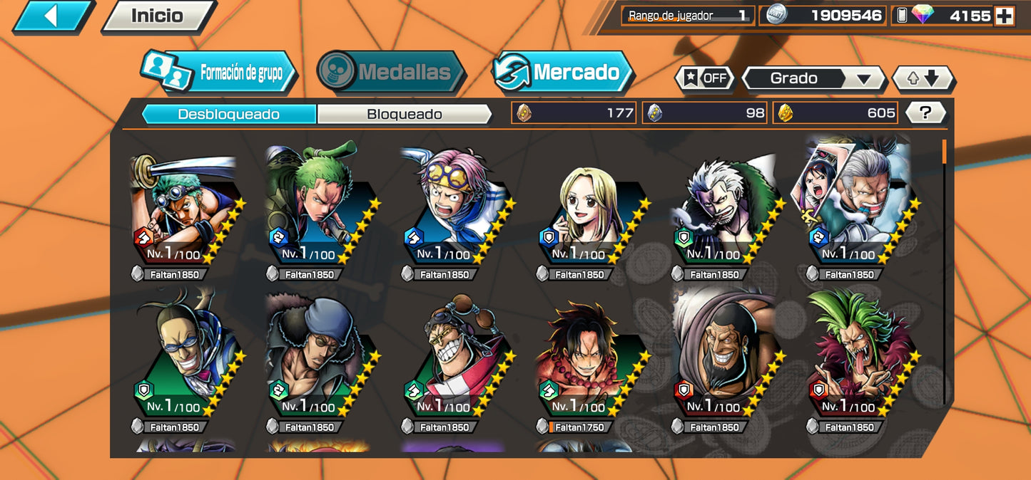 #1 [GLOBAL-Android] +4155 GEMAS 💎| Aramaki + Issho + 101 Personajes 4⭐+ 600 fragmentos dorados