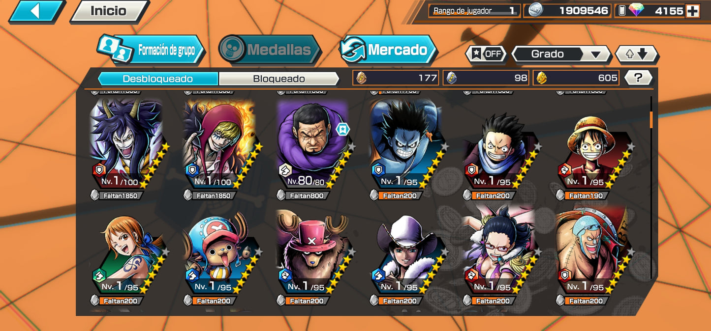 #1 [GLOBAL-Android] +4155 GEMAS 💎| Aramaki + Issho + 101 Personajes 4⭐+ 600 fragmentos dorados