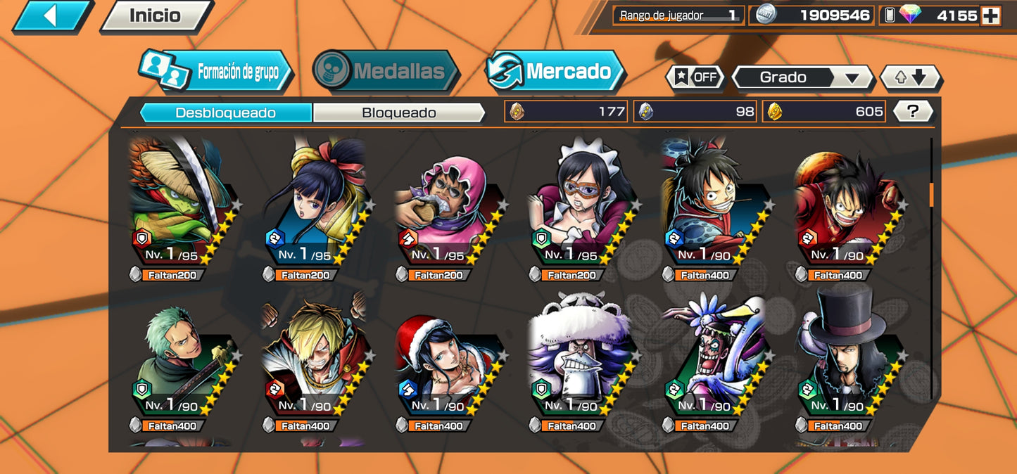 #1 [GLOBAL-Android] +4155 GEMAS 💎| Aramaki + Issho + 101 Personajes 4⭐+ 600 fragmentos dorados