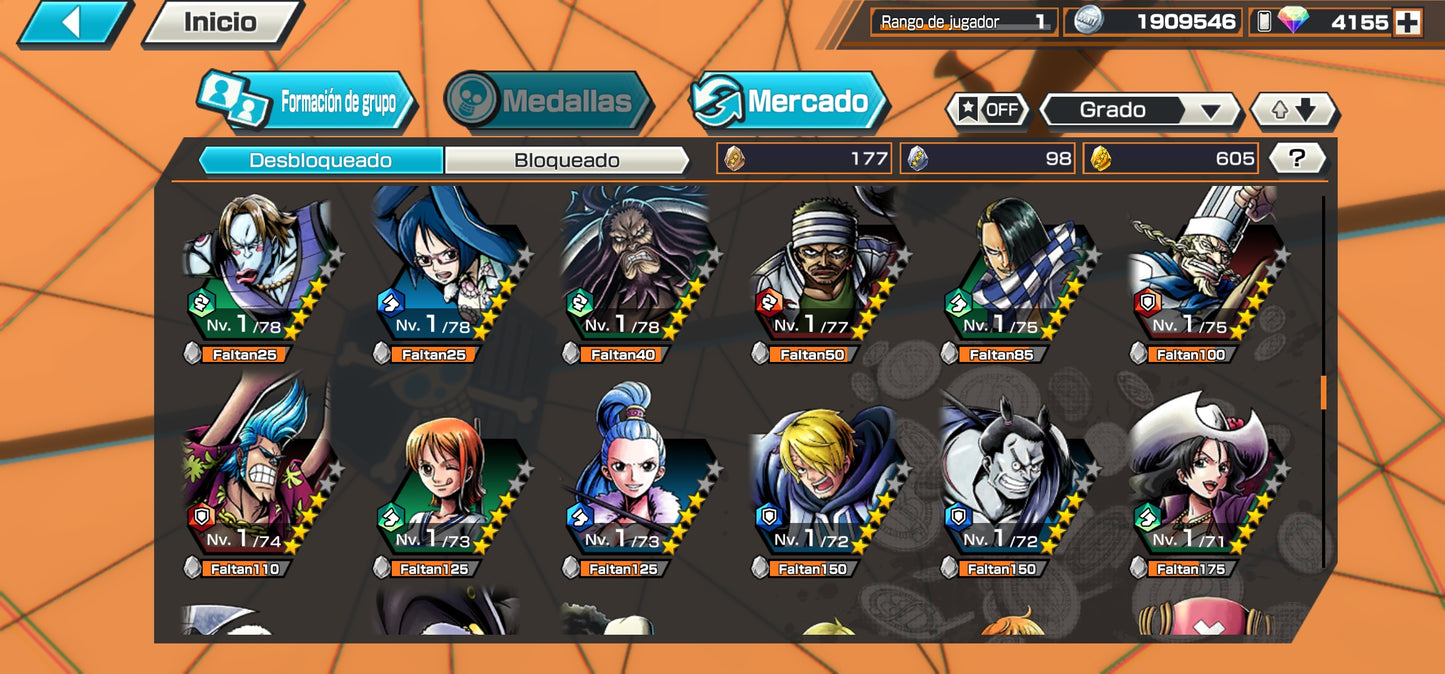 #1 [GLOBAL-Android] +4155 GEMAS 💎| Aramaki + Issho + 101 Personajes 4⭐+ 600 fragmentos dorados