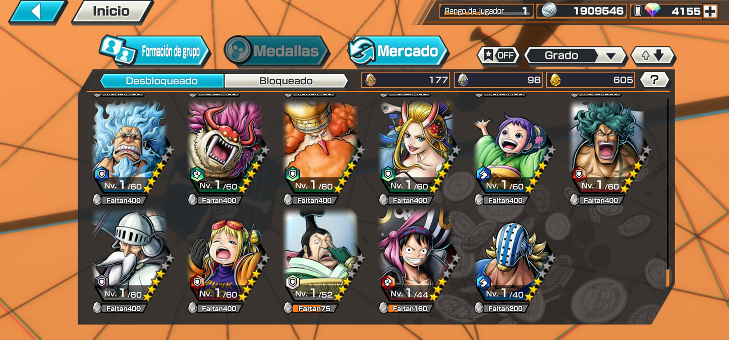 #1 [GLOBAL-Android] +4155 GEMAS 💎| Aramaki + Issho + 101 Personajes 4⭐+ 600 fragmentos dorados