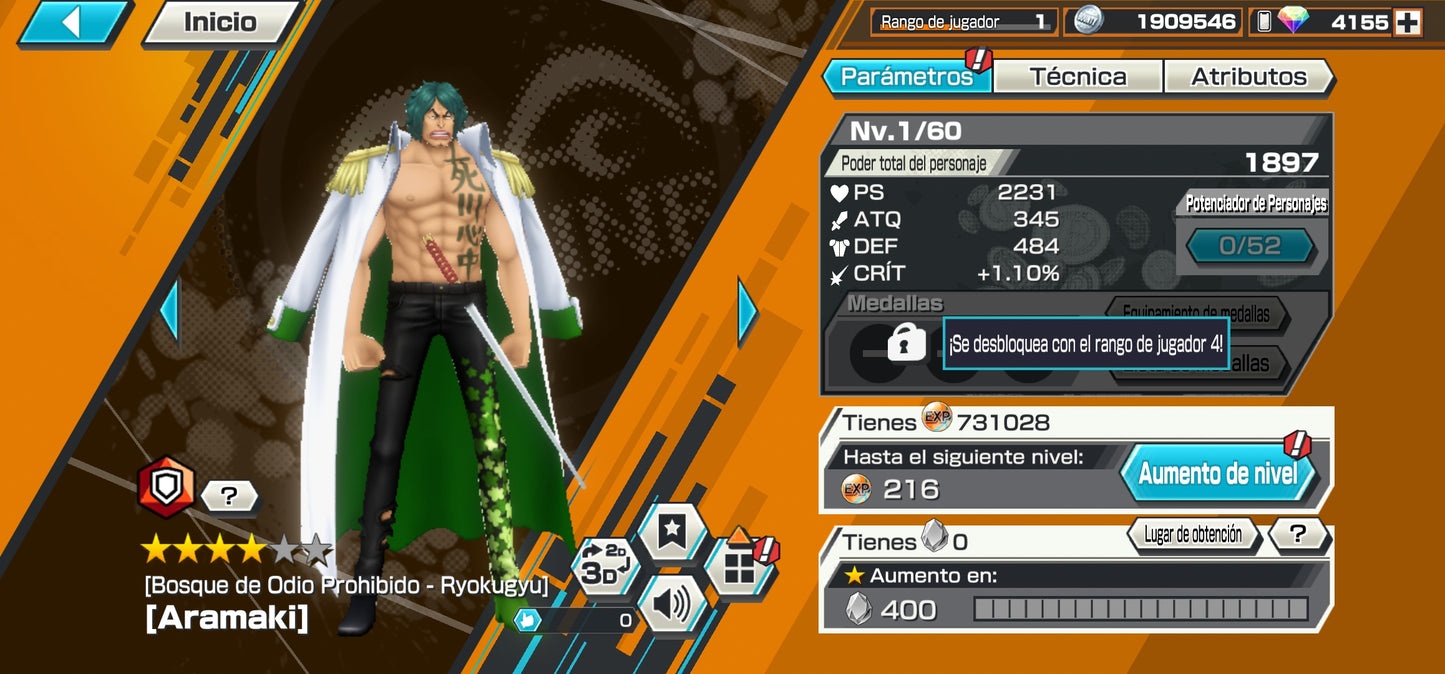 #1 [GLOBAL-Android] +4155 GEMAS 💎| Aramaki + Issho + 101 Personajes 4⭐+ 600 fragmentos dorados