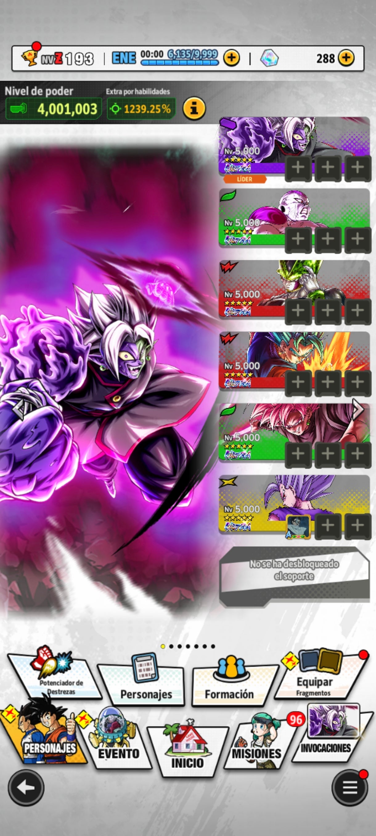 [Android & Iphone] 7 ULTRAS⭐️Zamasu fusionado ULTRA + Freezer máximo poder ULTRA + SSJ DIOS SS Vegetto ULTRA + Bestia Gohan ULTRA + Cell Perfecto ULTRA + SSJ2 Gohan chico ULTRA + Supersaiyajin rosa Goku ULTRA + Zamasu fusionado LL +Trunk chico LL + 21 LL