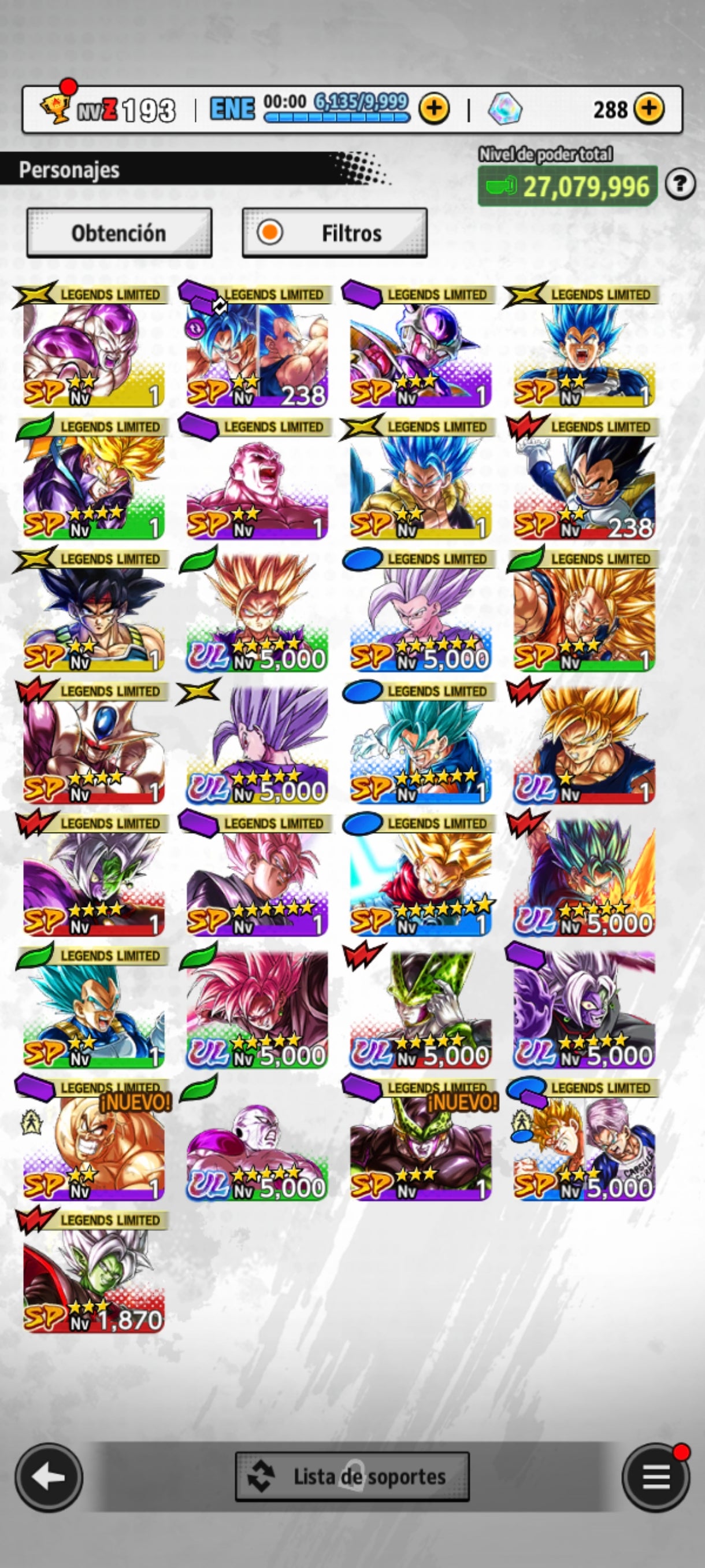 [Android & Iphone] 7 ULTRAS⭐️Zamasu fusionado ULTRA + Freezer máximo poder ULTRA + SSJ DIOS SS Vegetto ULTRA + Bestia Gohan ULTRA + Cell Perfecto ULTRA + SSJ2 Gohan chico ULTRA + Supersaiyajin rosa Goku ULTRA + Zamasu fusionado LL +Trunk chico LL + 21 LL