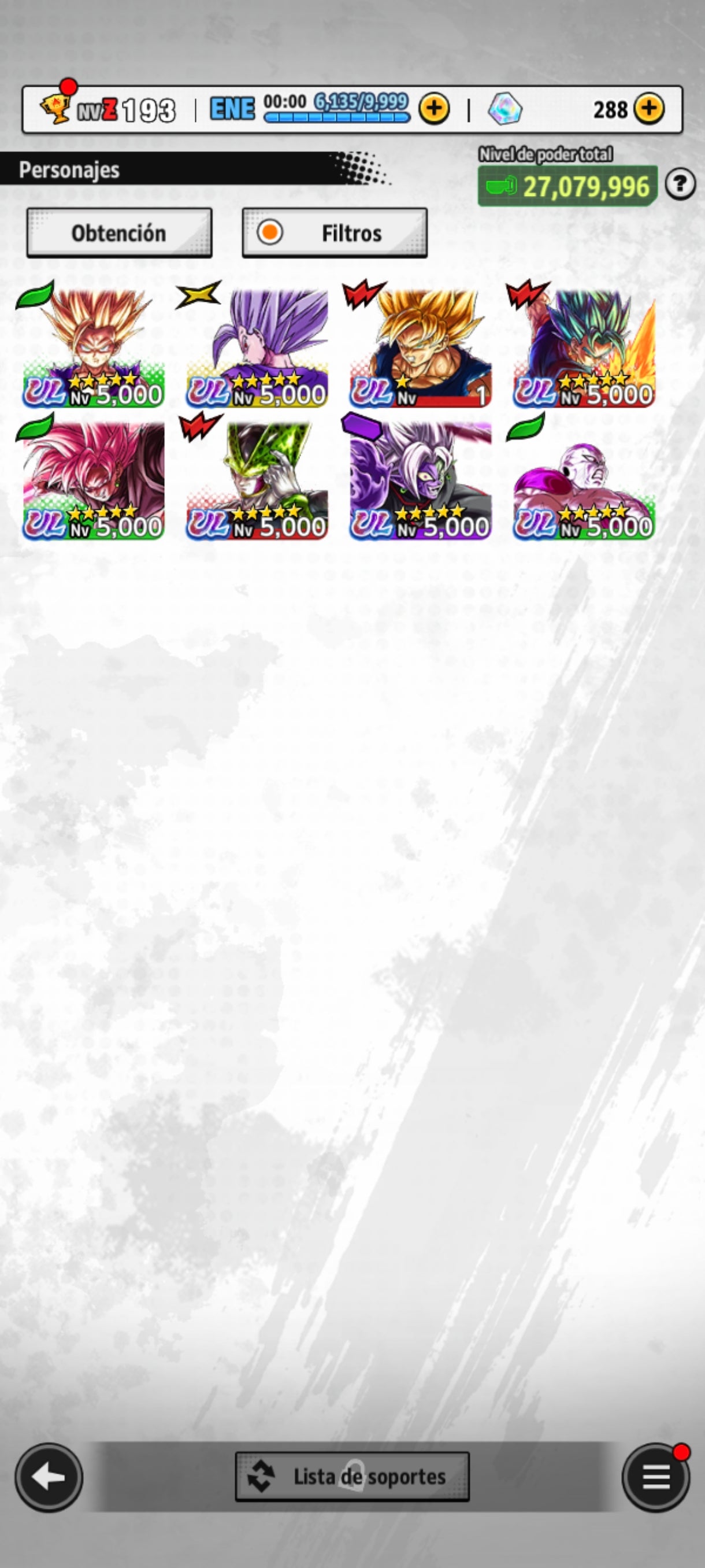 [Android & Iphone] 7 ULTRAS⭐️Zamasu fusionado ULTRA + Freezer máximo poder ULTRA + SSJ DIOS SS Vegetto ULTRA + Bestia Gohan ULTRA + Cell Perfecto ULTRA + SSJ2 Gohan chico ULTRA + Supersaiyajin rosa Goku ULTRA + Zamasu fusionado LL +Trunk chico LL + 21 LL