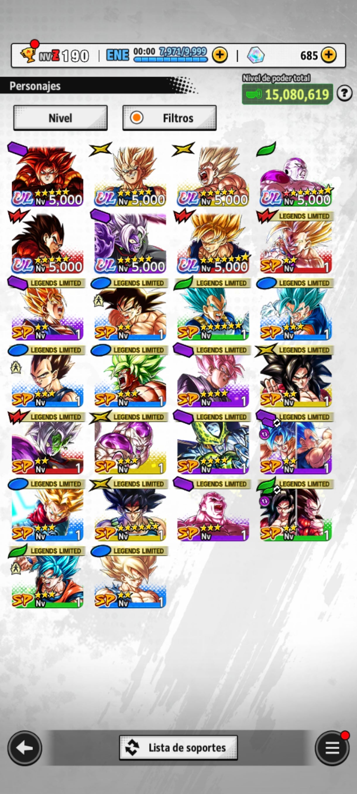 [Android & Iphone] 6 ULTRAS⭐️Zamasu fusionado ULTRA + Freezer máximo poder 1 estrella roja ULTRA + Supersaiyajin Goku ULTRA + Supersaiyajin 4 Vegeta ULTRA + SSJ4 Gogeta ULTRA + Majin Vegeta ULTRA + 19 LEGENDS LIMITED