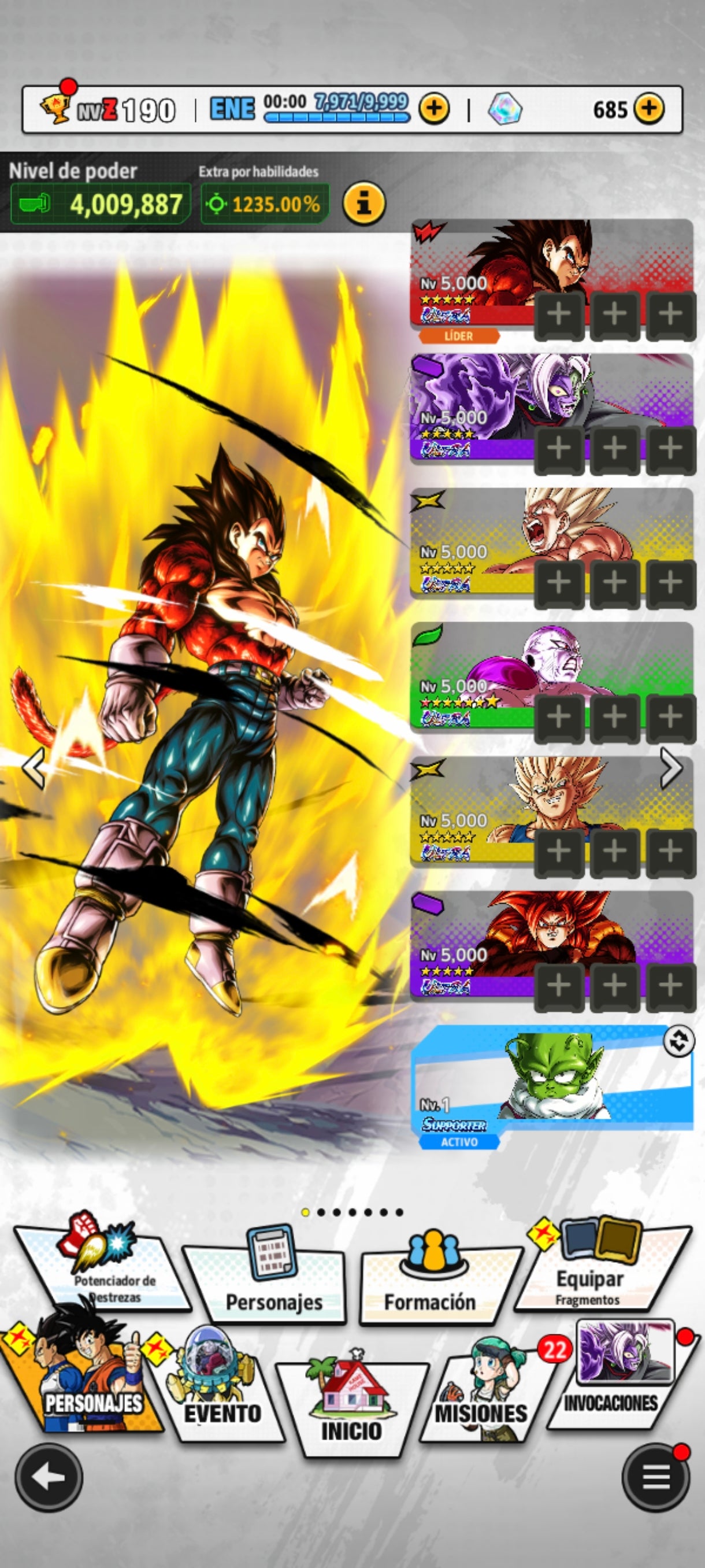 [Android & Iphone] 6 ULTRAS⭐️Zamasu fusionado ULTRA + Freezer máximo poder 1 estrella roja ULTRA + Supersaiyajin Goku ULTRA + Supersaiyajin 4 Vegeta ULTRA + SSJ4 Gogeta ULTRA + Majin Vegeta ULTRA + 19 LEGENDS LIMITED
