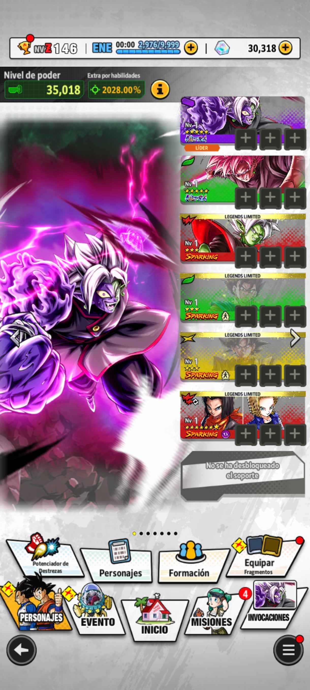 [Android] 30,318 Cronocristales 💎2 ULTRAS| ⭐️ Zamasu fusionado [ULTRA] + Supersaiyajin rosa Goku Oscuro [ULTRA] | ⭐️ Zamasu fusionado LL + Vegetto LL + Goku oscuro LL | Dragon Ball: Legends Cuenta Reroll