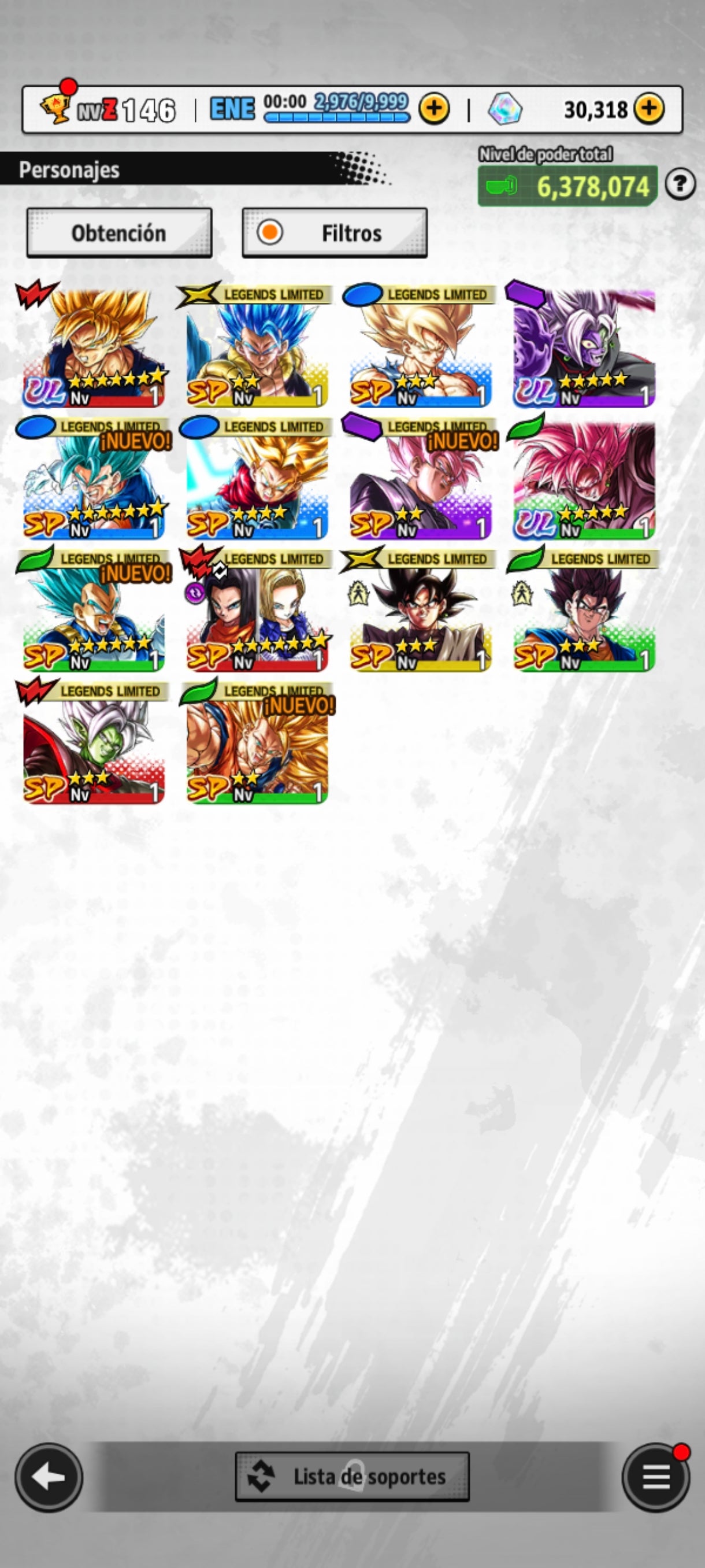 [Android] 30,318 Cronocristales 💎2 ULTRAS| ⭐️ Zamasu fusionado [ULTRA] + Supersaiyajin rosa Goku Oscuro [ULTRA] | ⭐️ Zamasu fusionado LL + Vegetto LL + Goku oscuro LL | Dragon Ball: Legends Cuenta Reroll