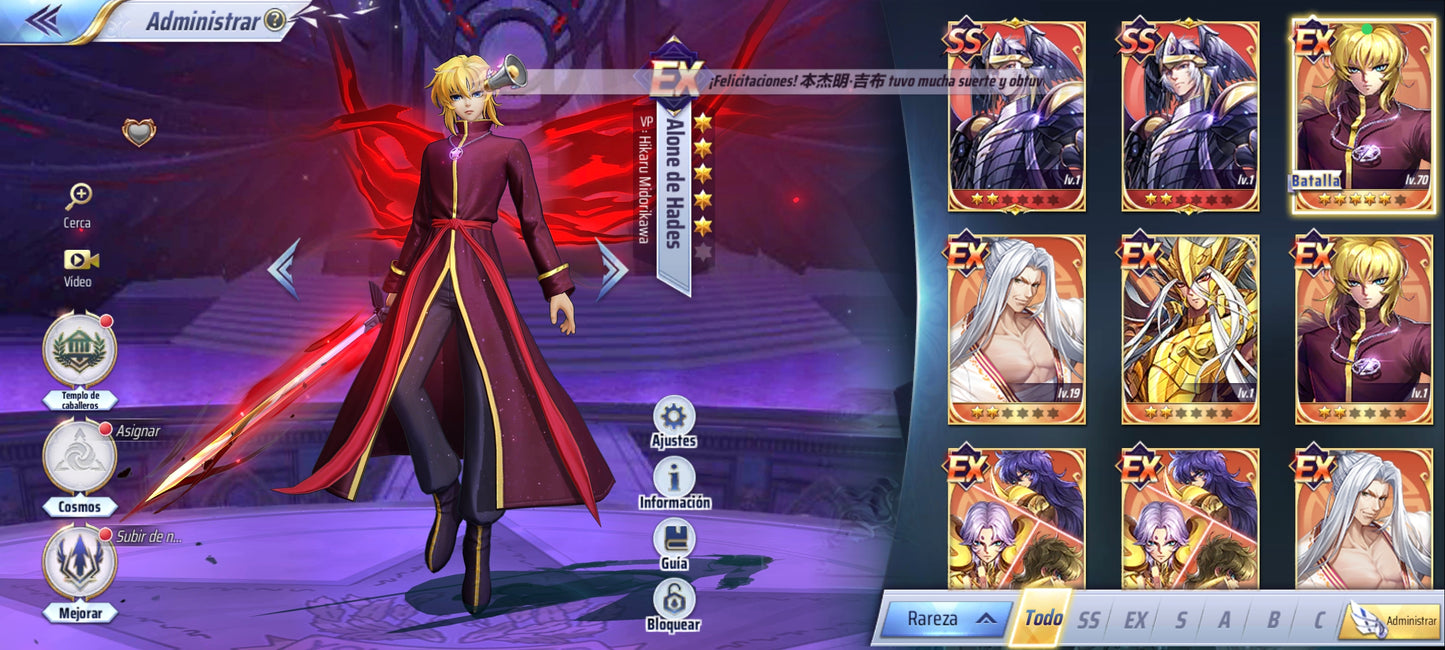 (SERVER GLOBAL) Saint Seiya Awakening : Oneiros + Alones de Hades + Hakurei + Odiseo , etc