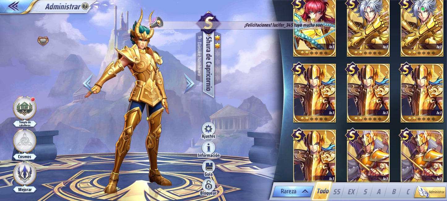 (SERVER GLOBAL) Saint Seiya Awakening : Oneiros + Alones de Hades + Hakurei + Odiseo , etc