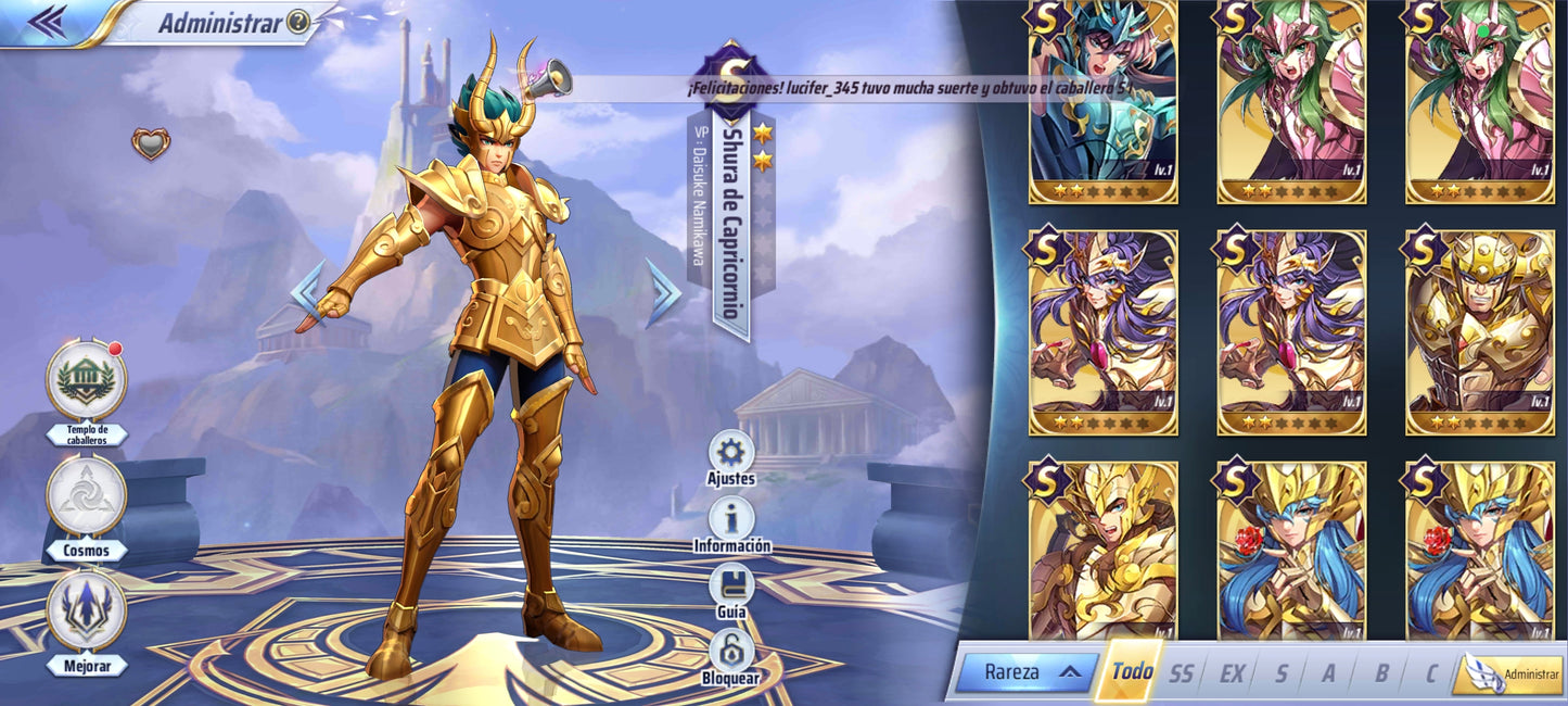(SERVER GLOBAL) Saint Seiya Awakening : Oneiros + Alones de Hades + Hakurei + Odiseo , etc