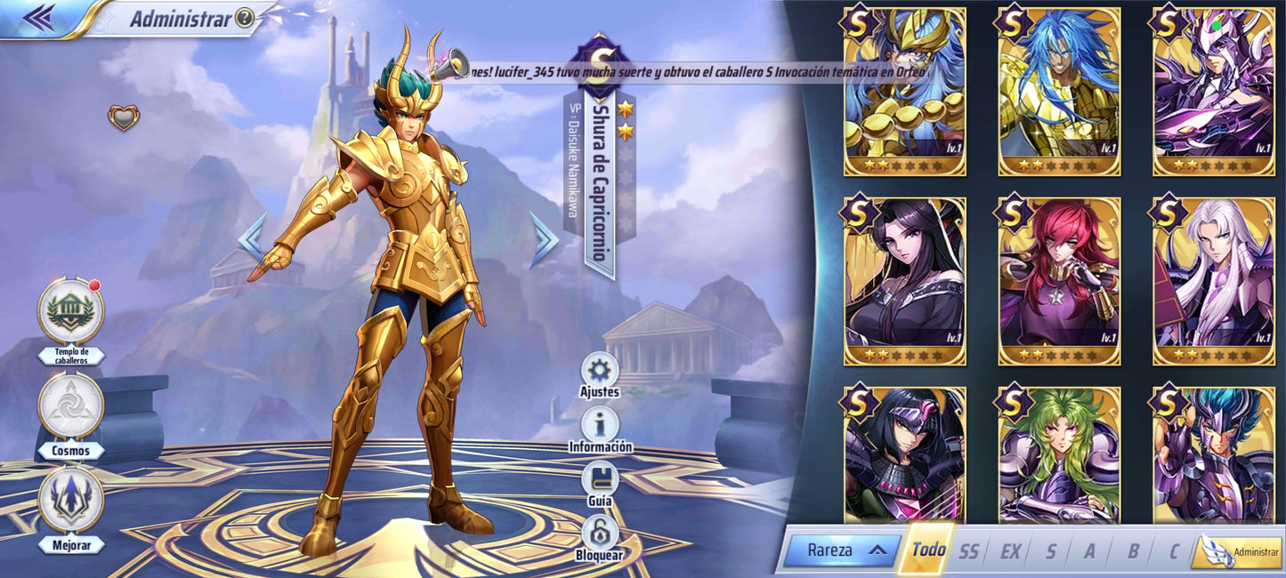 (SERVER GLOBAL) Saint Seiya Awakening : Oneiros + Alones de Hades + Hakurei + Odiseo , etc