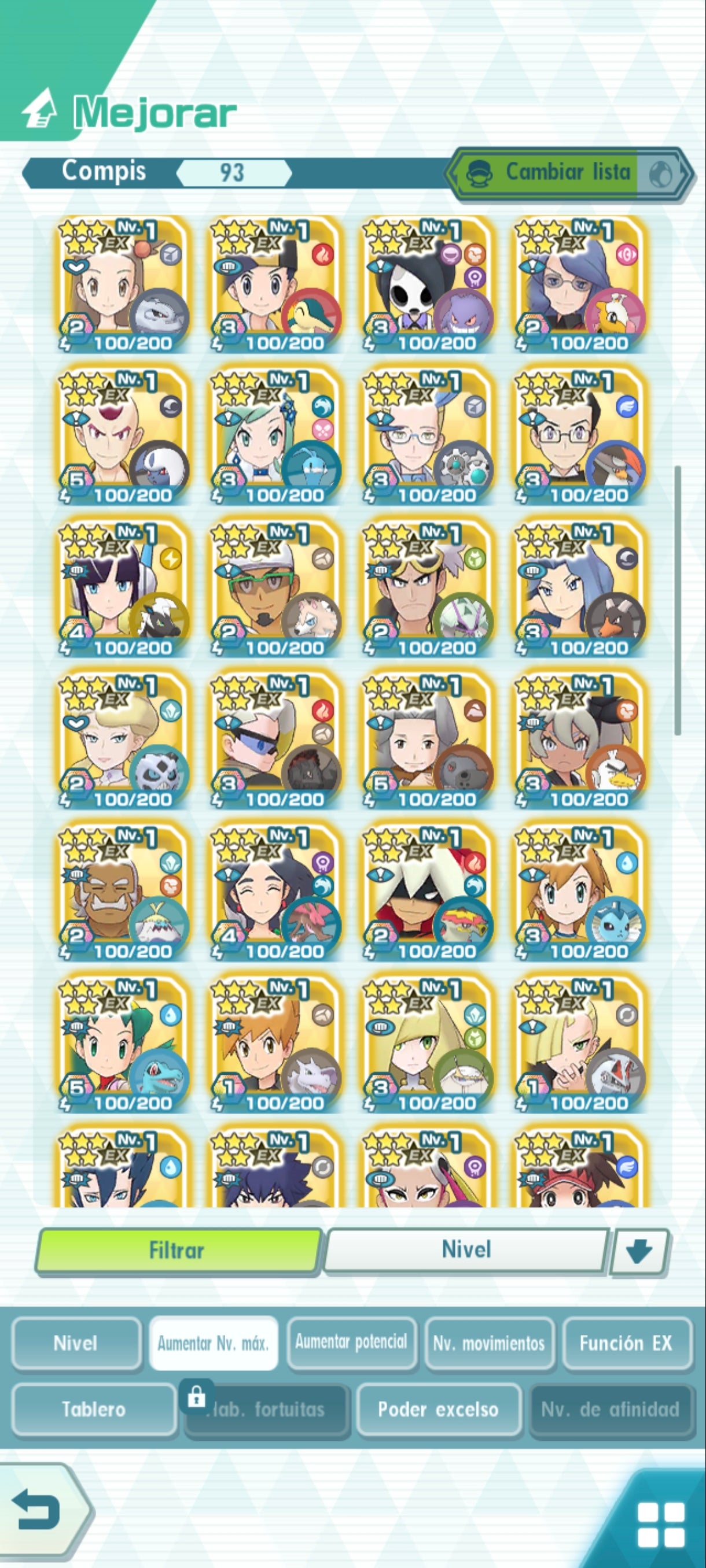 # 5[CUENTA INICIAL-ANDROID] Rojo 1996 + 5 architrajes:  eco + lugia, cintia + garchomp , mirto + volcarona , plata + ho oh , lionel + charizard  + 3 Neocampeones , rojo traje s, rayo + 93 Compis| Pokémon Masters EX