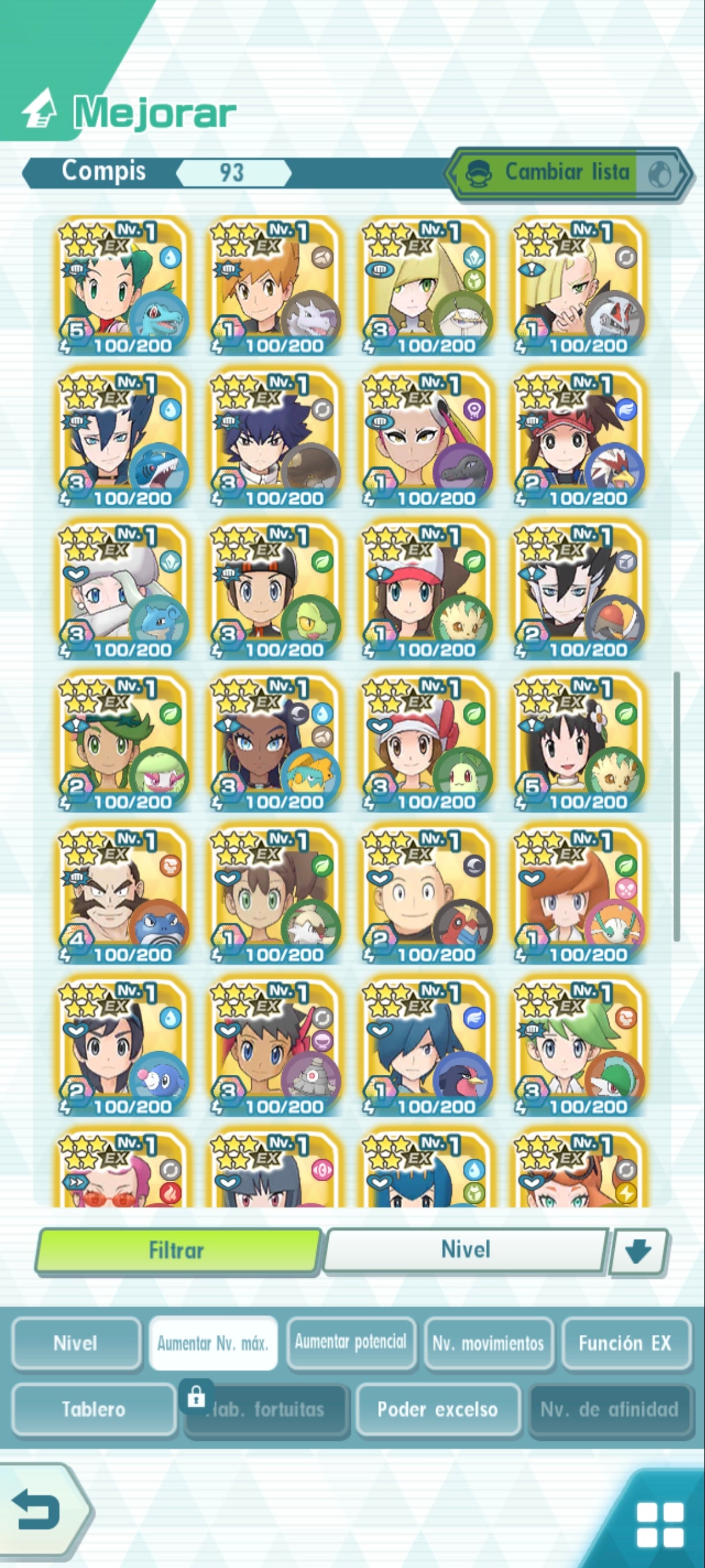 # 5[CUENTA INICIAL-ANDROID] Rojo 1996 + 5 architrajes:  eco + lugia, cintia + garchomp , mirto + volcarona , plata + ho oh , lionel + charizard  + 3 Neocampeones , rojo traje s, rayo + 93 Compis| Pokémon Masters EX