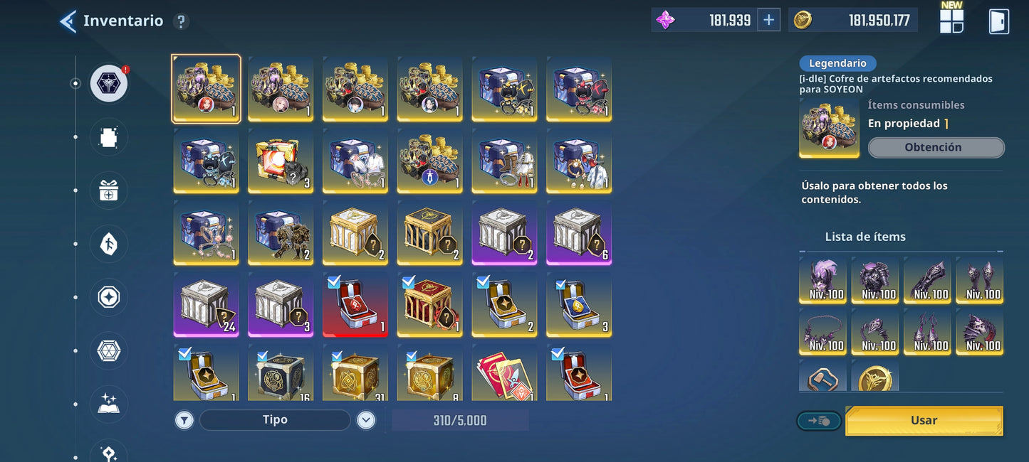 [Global] 181,000 Piedras esenciales 💎 +29 SSR + 20 ARMAS| Solo Leveling:ARISE CUENTA INICIAL - INTERMEDIO