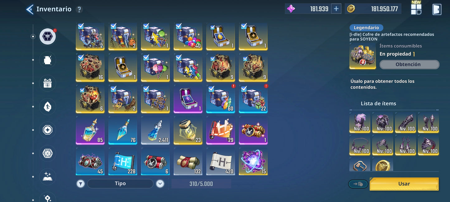 [Global] 181,000 Piedras esenciales 💎 +29 SSR + 20 ARMAS| Solo Leveling:ARISE CUENTA INICIAL - INTERMEDIO